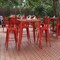 Flash Furniture 31.5 SQ Bar Top Table Brown Poly Top/Red Frame JJ-T14619H-80-BRRD-GG - alternate 1
